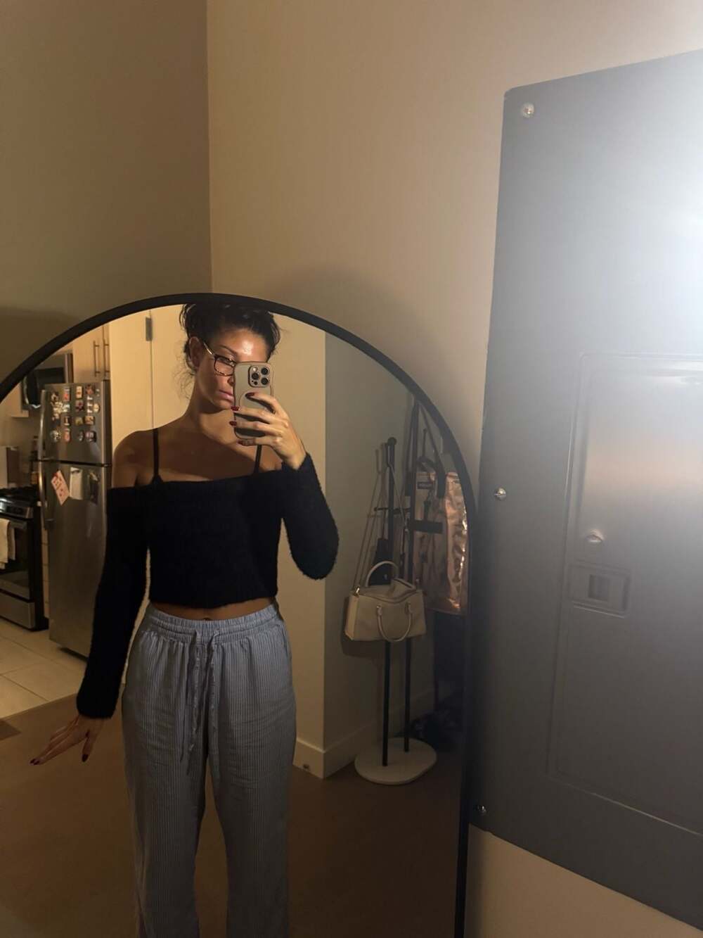 Klesis Off The Shoulder Fuzzy Sweater Size M Black